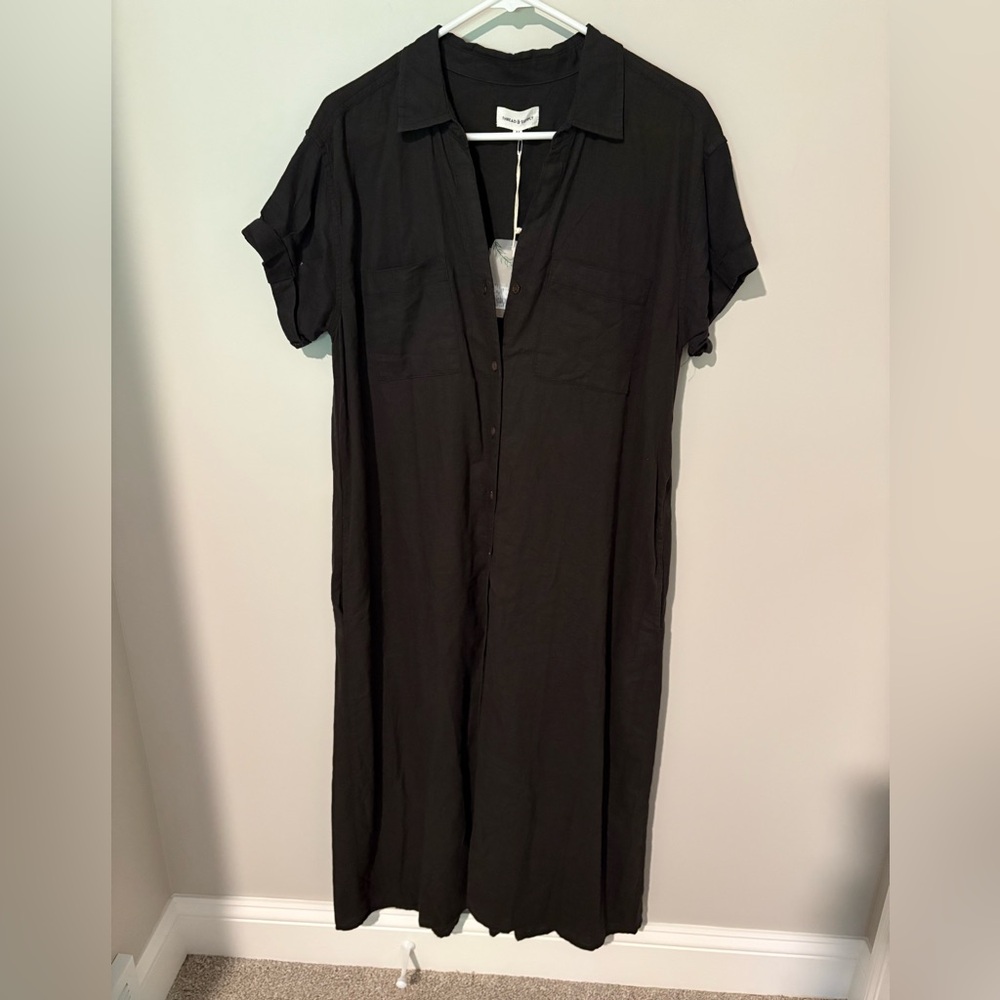 Thread & Supply Charcoal Button-Up Shirt Dress NWT - Medium